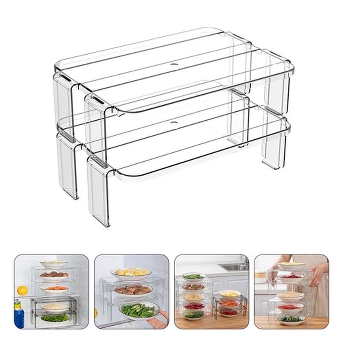 2 Pcs Refrigerator Storage Compartment Organizer Kitchen Supplies Shelf
