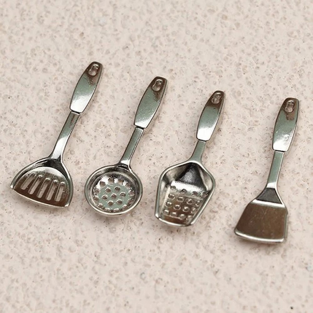4 Pcs Miniature Kitchenware Stainless Steel Mini House Kitchen Utensils