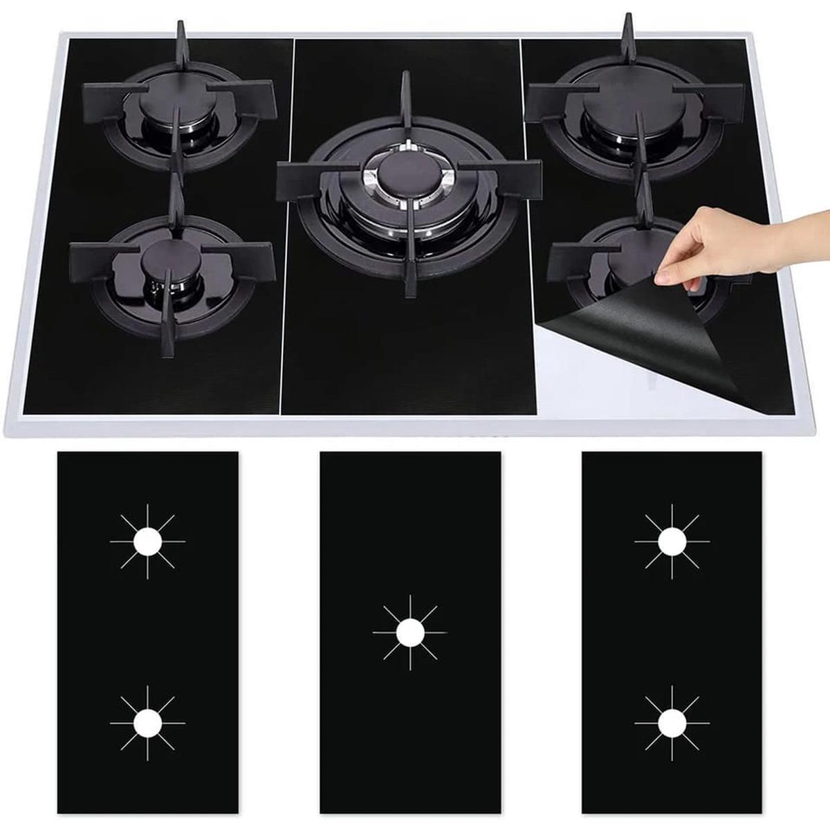 1 Set 5-Hole Gas Stove Pad Protective Cover  Anti-Dirty Non-Stick Reusable Stovetop Scratch Protector Pads
