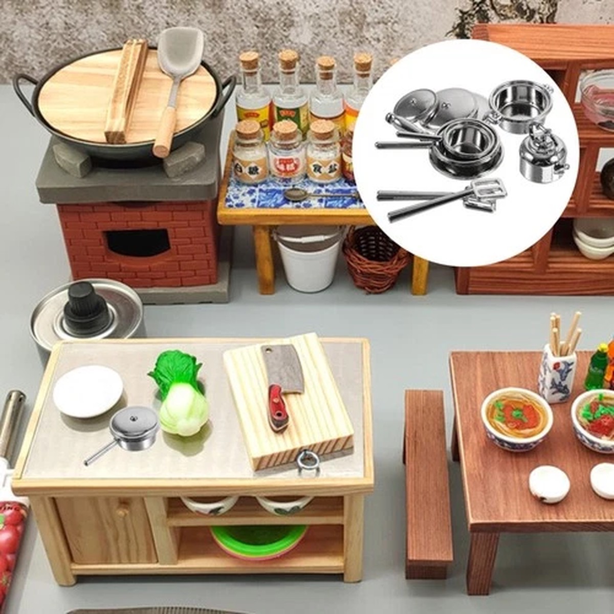 10 Pcs Kitchen Tools Mini Dollhouse Toy Accessories Miniature Cooking