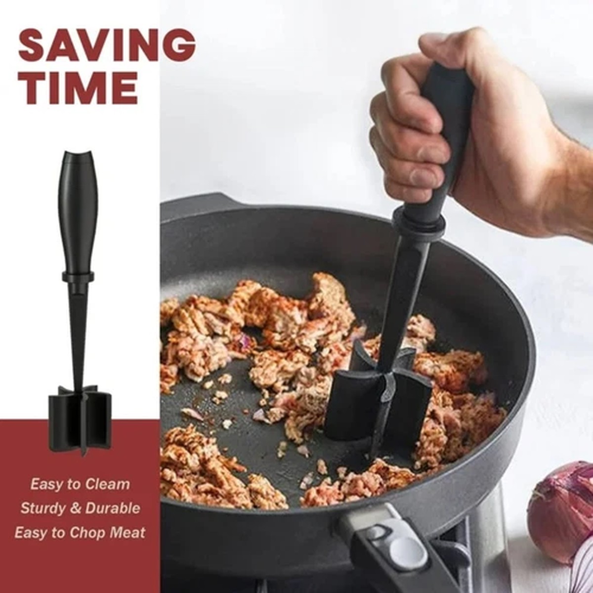 1Pc Non Stick Meat Chopper Mince Meat Masher Beef Ground Chopper Resistant Heat