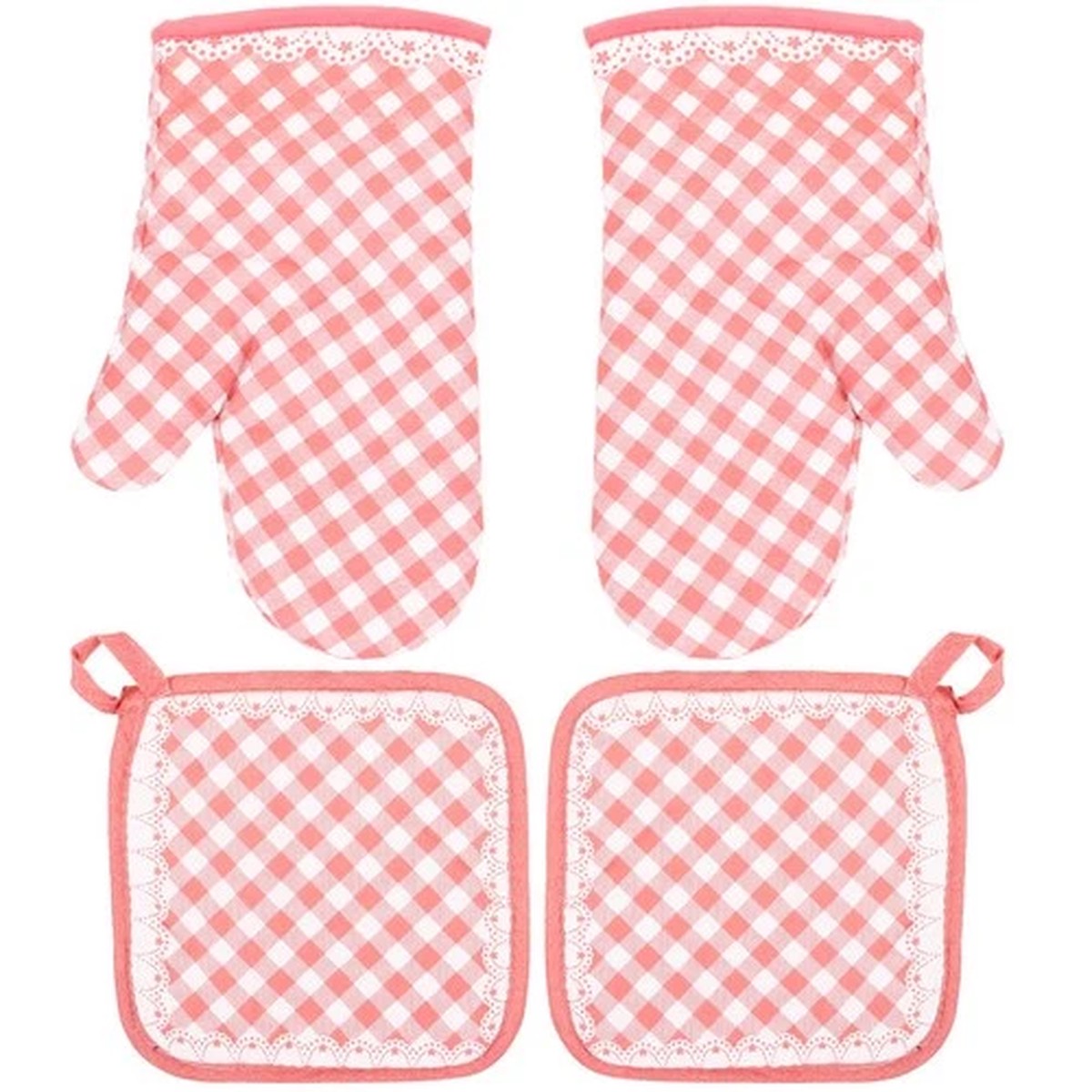 2Sets Heat Resistant Oven Gloves Kitchen Mittens for Baking Cooking