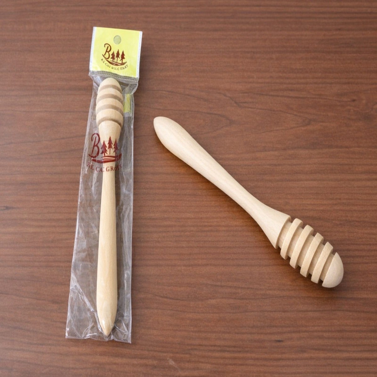 Wooden Honey Dipper; 17 cm