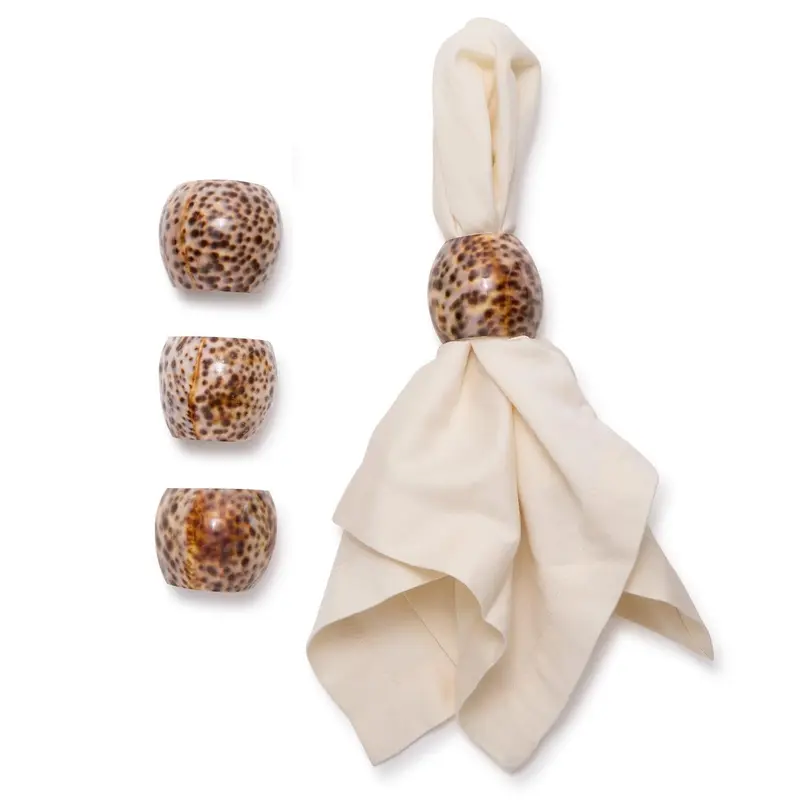 Two's Company Set of 4 Tiger Cowrie Napkin Holders