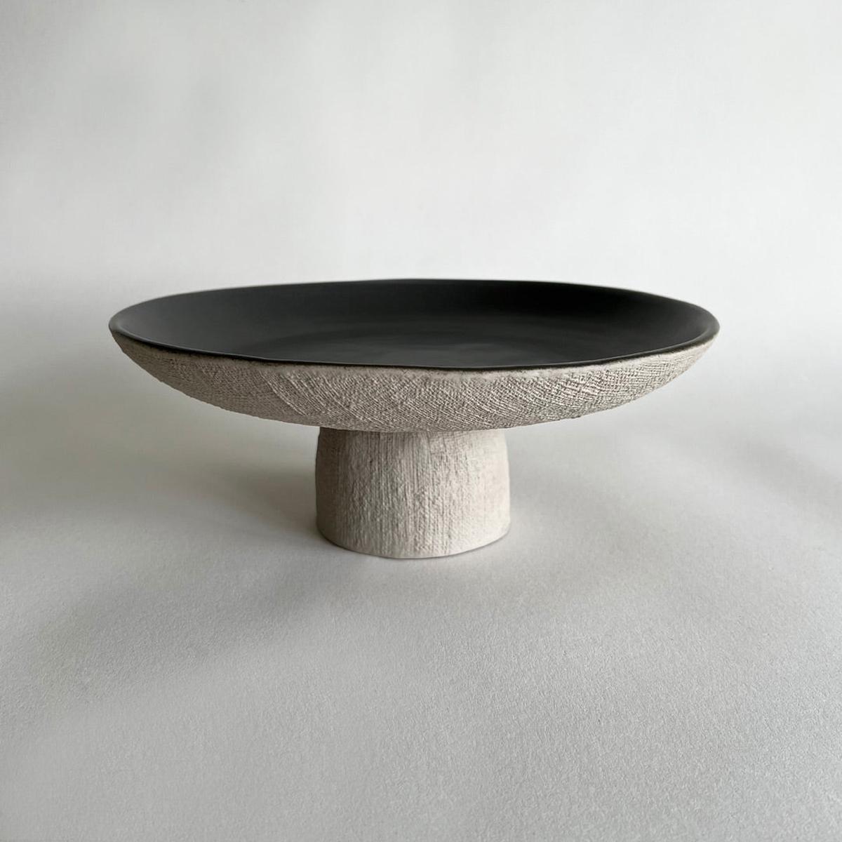 Yuta Ceramic Serving Tray - Charcoal & Beige
