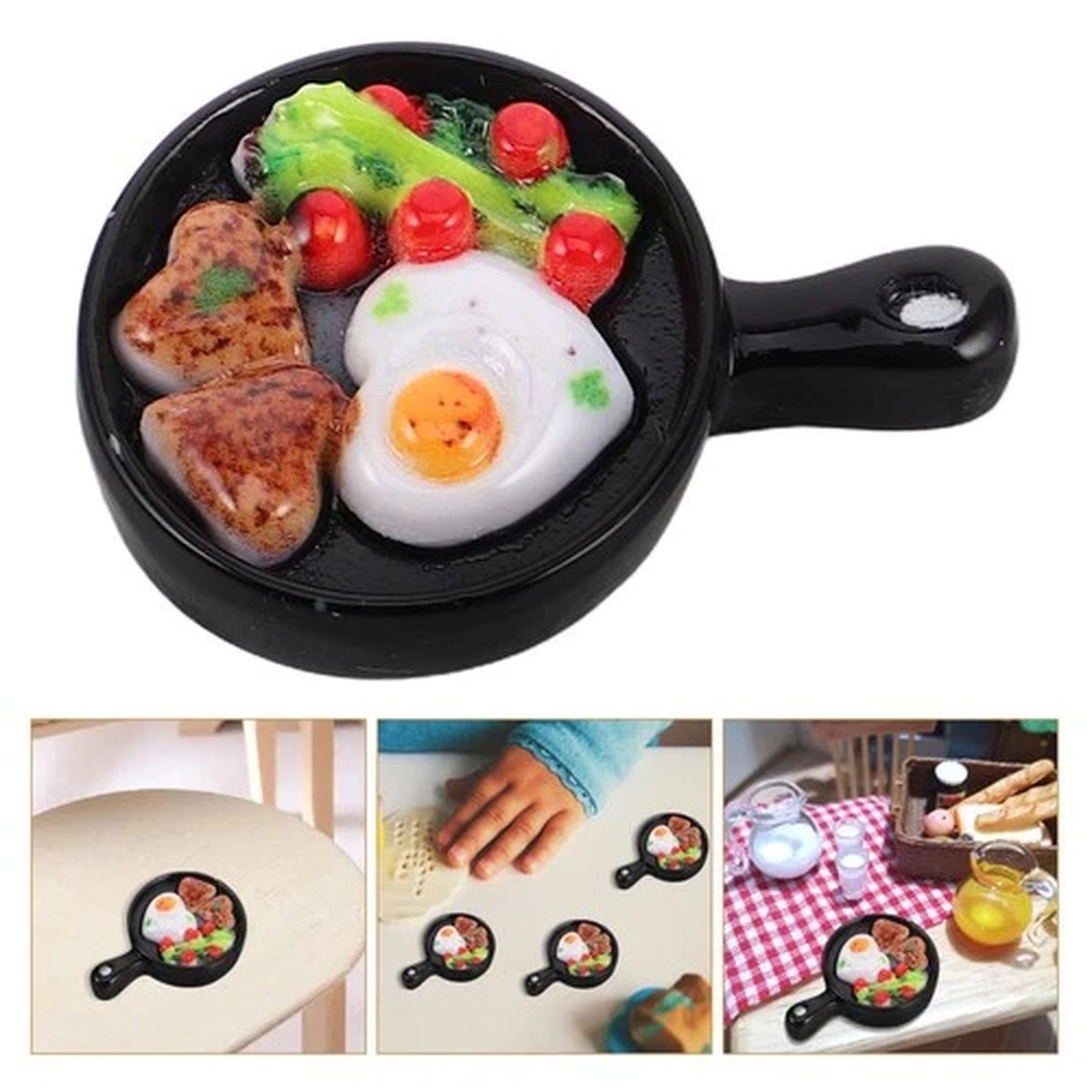 10 Pcs Miniature Kitchen Accessories Doll House Dollhouse Artificial Fried Egg