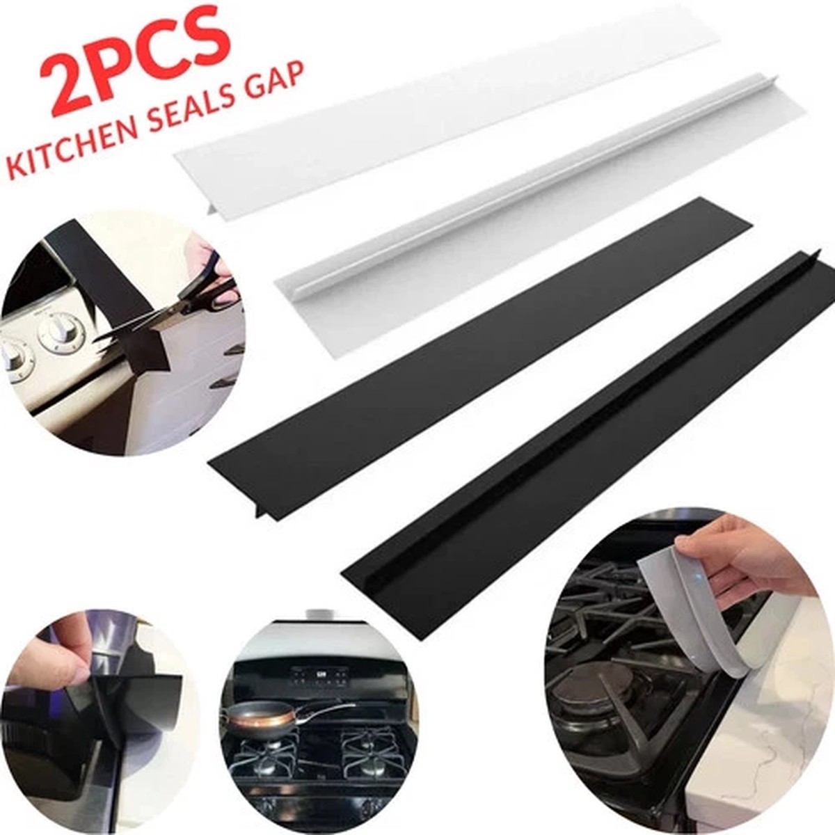 2 PCS Silicone Kitchen Seals Gap Filler Stove Counter Cover for Cooker WorktopUK