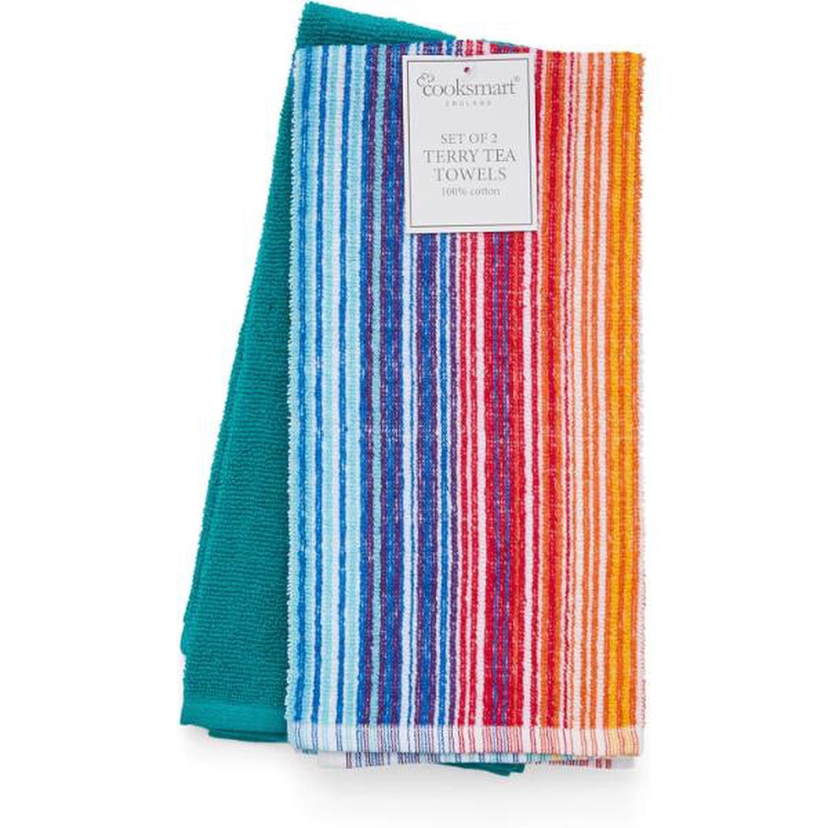 2 Pack Terry Tea Towel - Rainbow