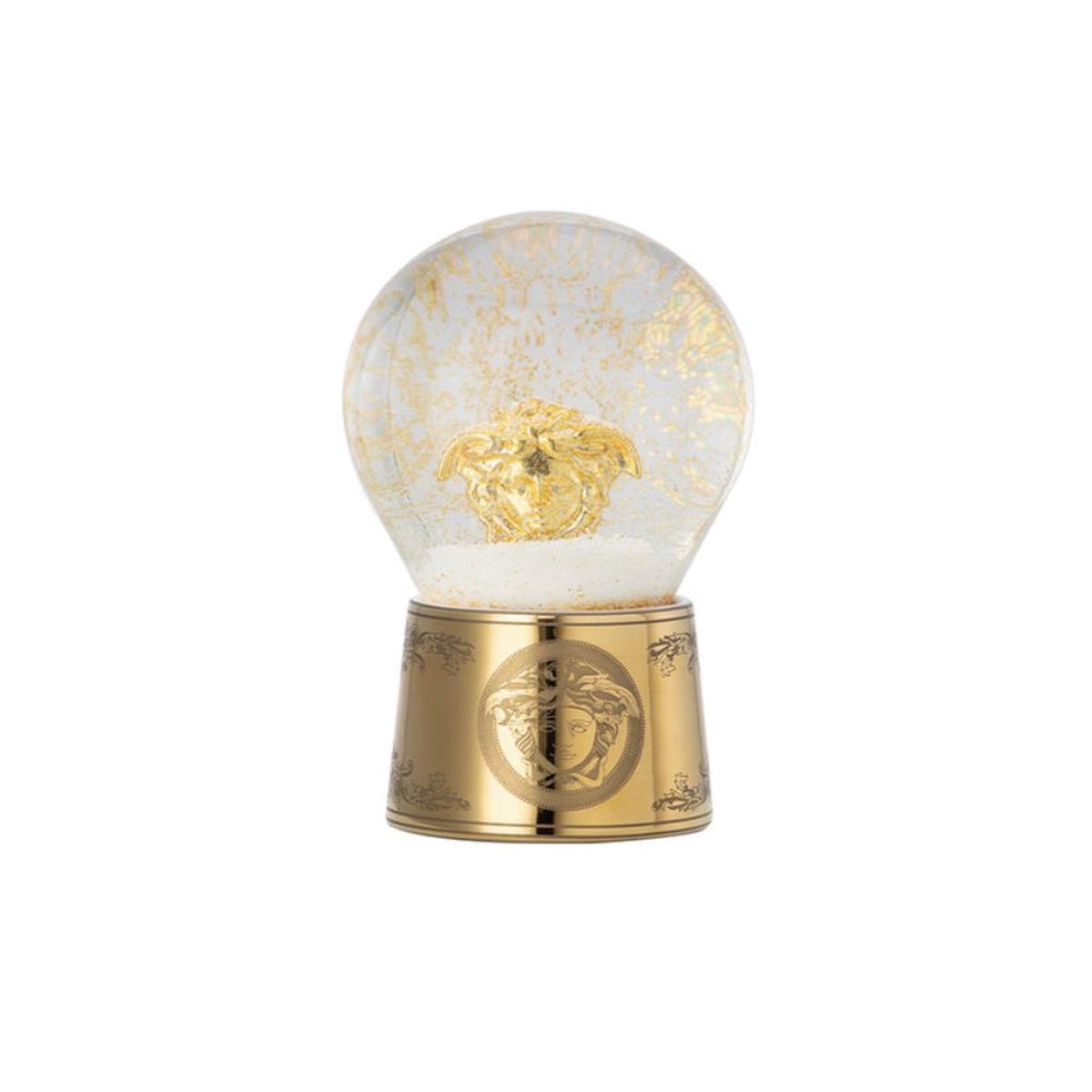 Versace meets Rosenthal Golden Medusa glass sphere w. snow effect h. 12 cm.