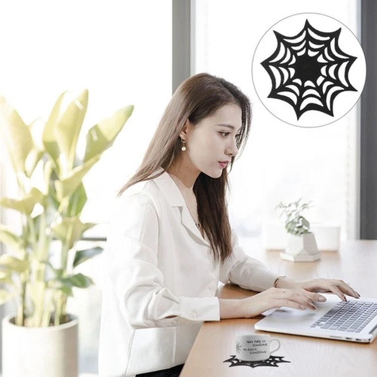 10 Pcs Halloween Table Coasters Spider Mats Spooky Kitchen Accessories