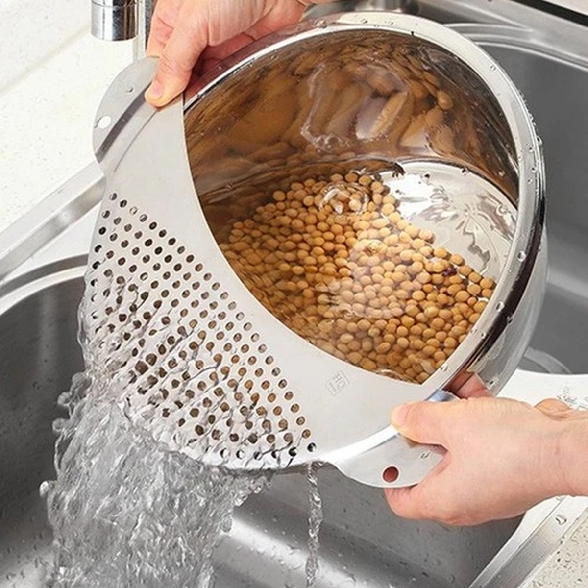 3 Pcs Kitchen Accessories Fine Strainer Stainless Steel Pot Drainer