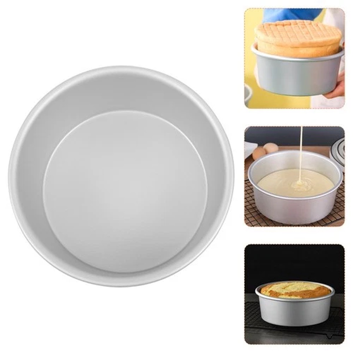 2 Pcs Silver Non Stick Aluminum Alloy Cake Molds Baking Pan Kitchen Accessories