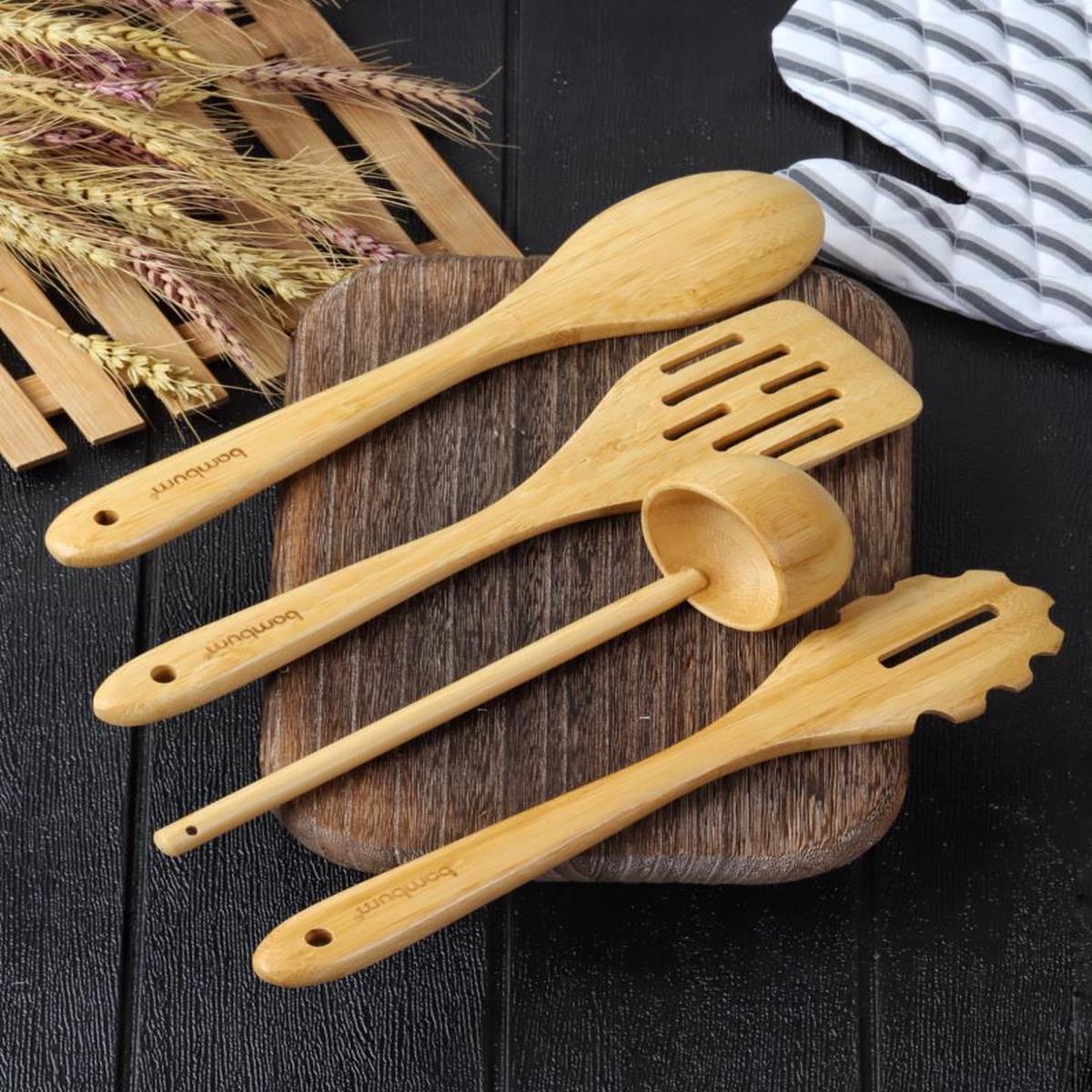 4 Piece Bamboo Serving Set - Meal Prep Set