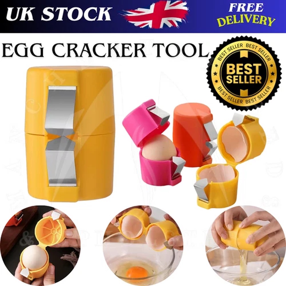 1x Egg Cracker Tool Egg Breaker Manual Shell Separator Opener Kitchen Tools UK