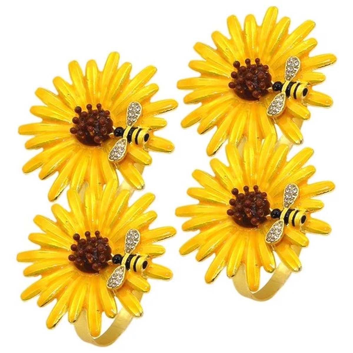 4 Pcs Bee Kitchen Accessories Flower Napkin Buckle Decorative Holders