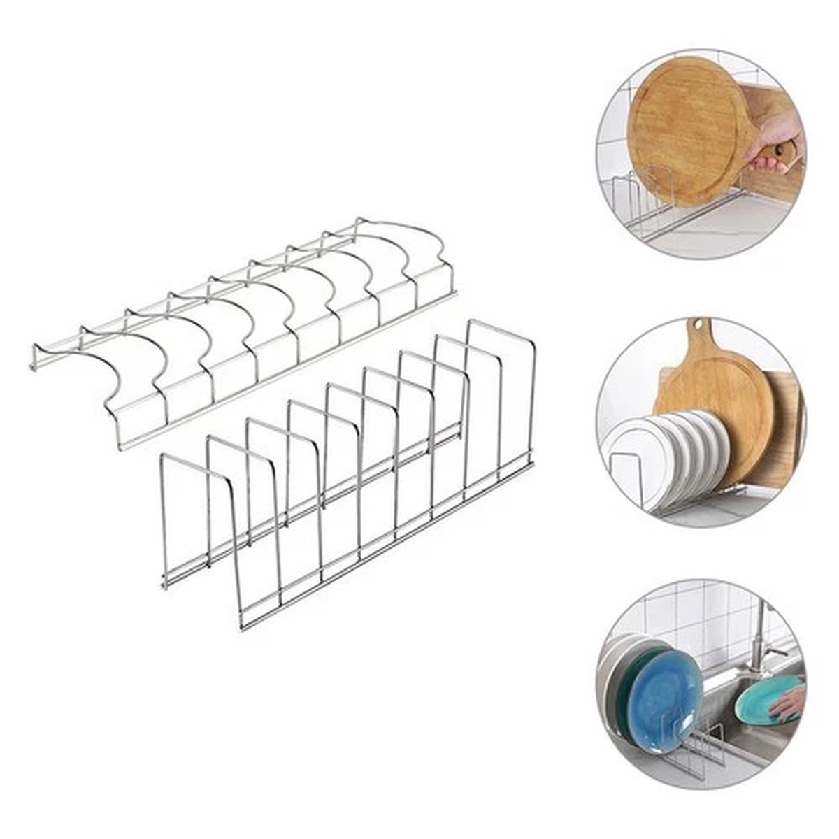 4 Pcs Small Dish Drainer Kitchen Plate Rack Countertop Drying Storage