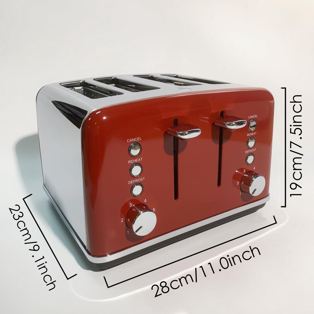 1pc Retro Stainless Steel Toaster With High Lift Lever,Stainless Steel Toaster 4 Slice  Extra Wide Slots,Removable Tray