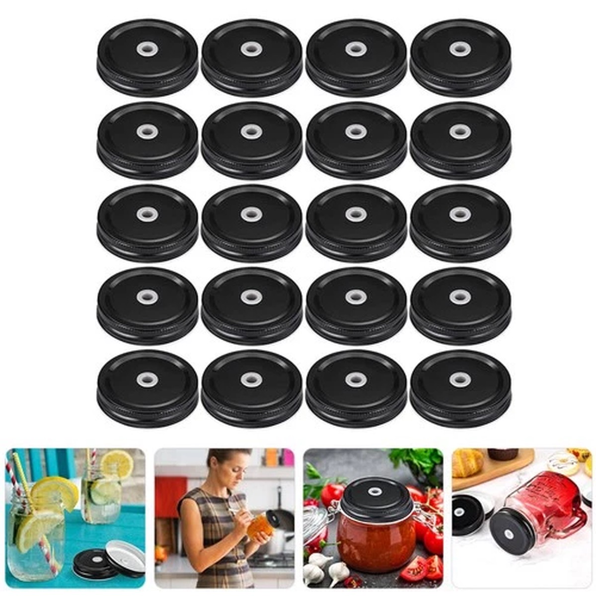 20 Pcs Mason Jar Kitchen Accessories Canning Top Lid Regular Mouth Lids Rings