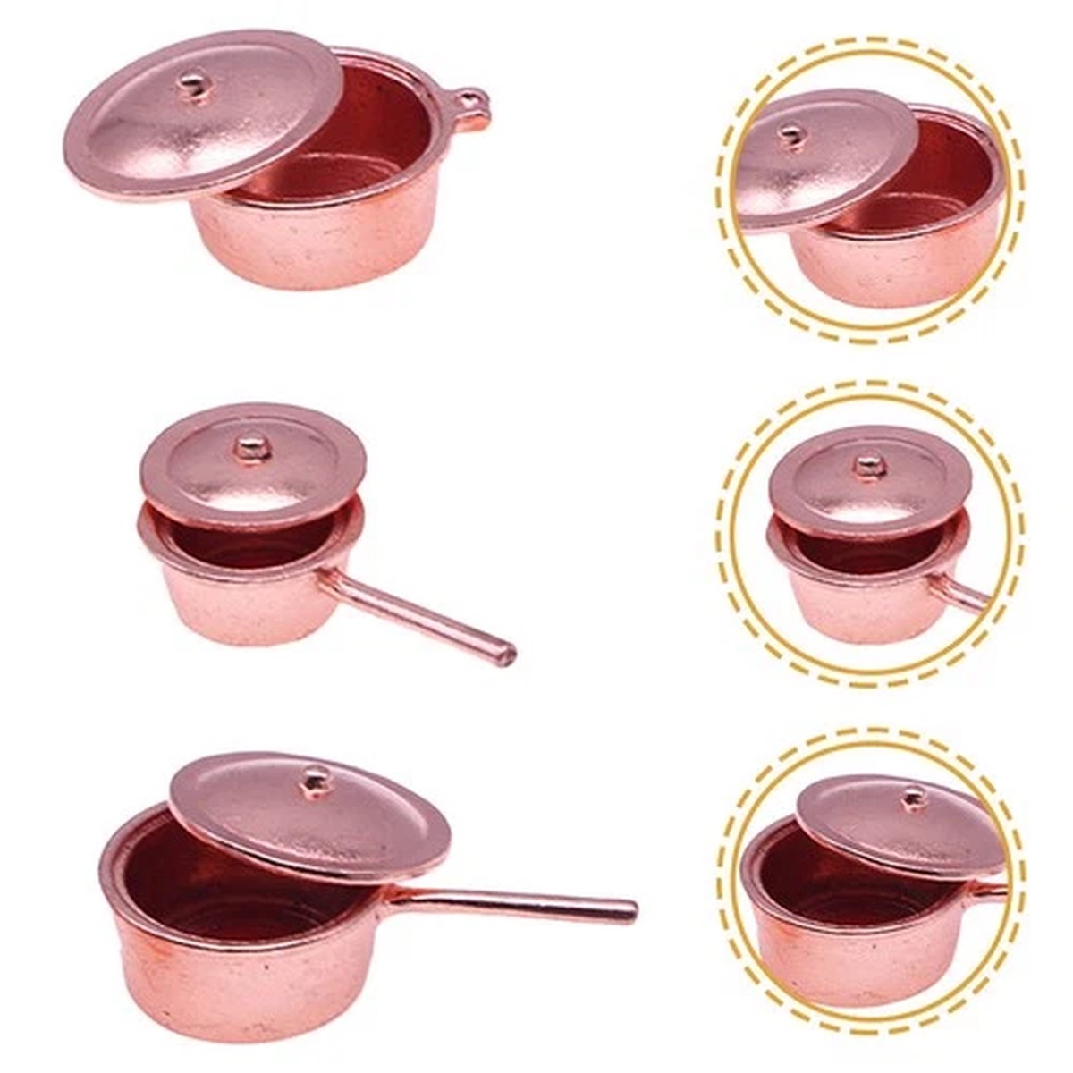 3 Pcs Kids Simulation Pans Miniature Things Cookware Dollhouse Accessories
