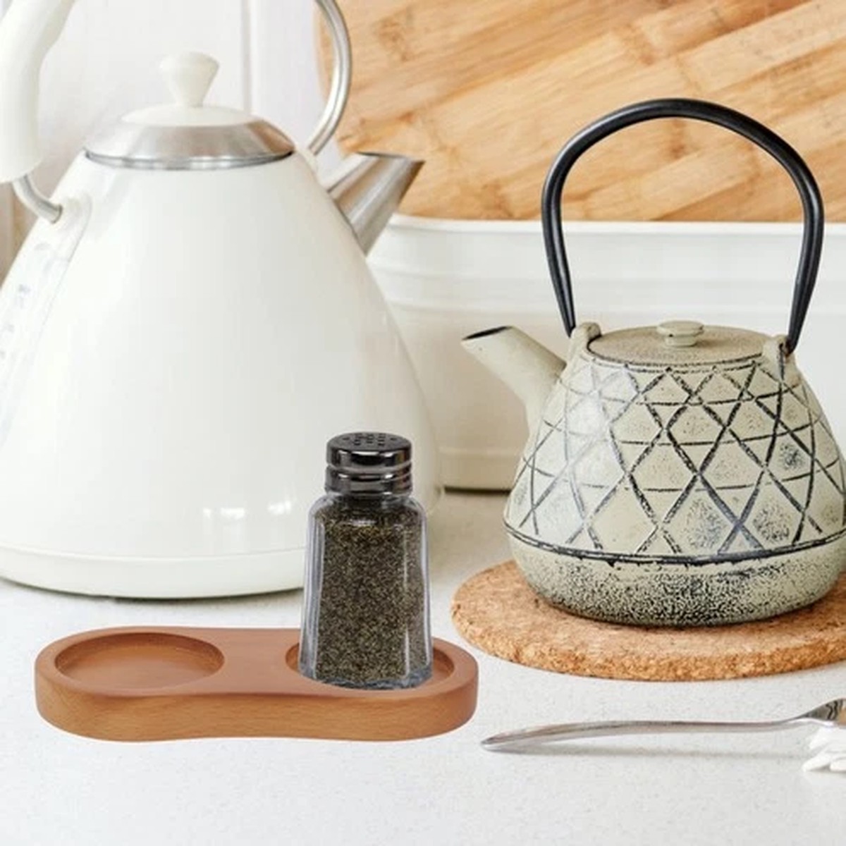 Wooden Salt And Pepper Holder Tray For Kitchen And Dining Table Decoration