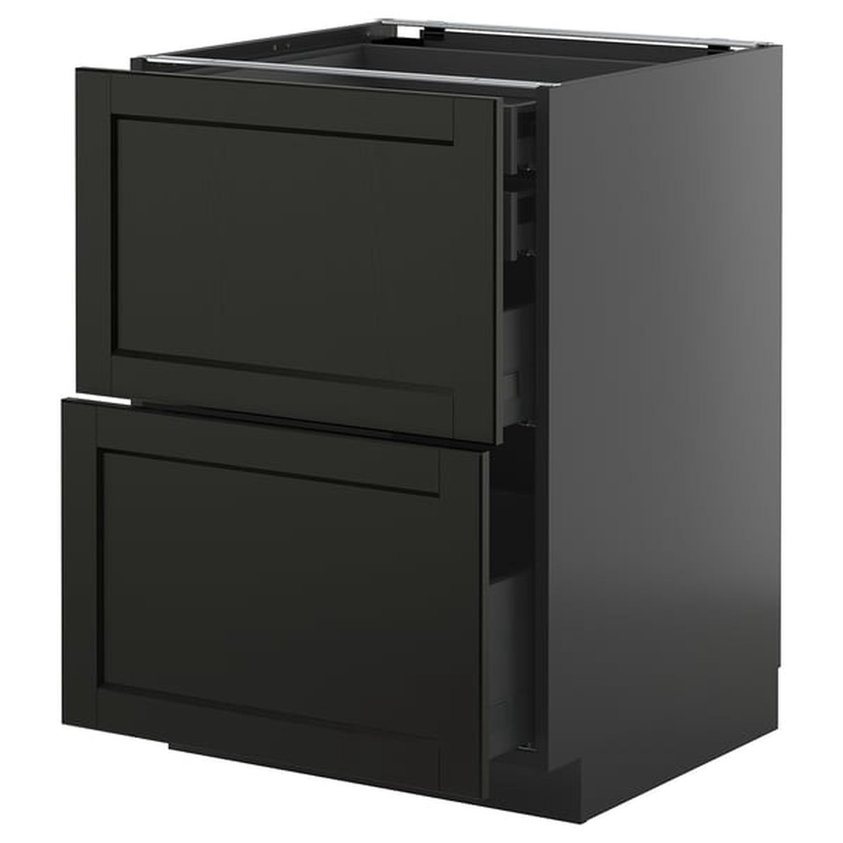 METOD / KNIVSHULT base cb 2 frnts/2 low/1 md/1 hi drw, black-grey/Lerhyttan black stained, 60x60 cm