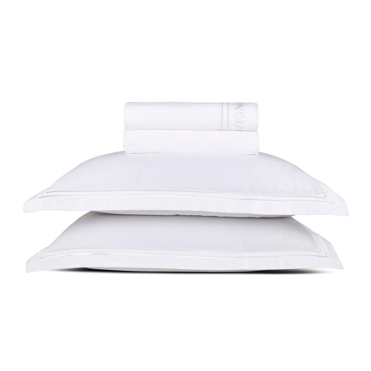 Sheet set cotton satin - Bastia White / White - 240 x 300 cm + 180 x 200 x 30 cm + 2 x (50 x 70 cm)