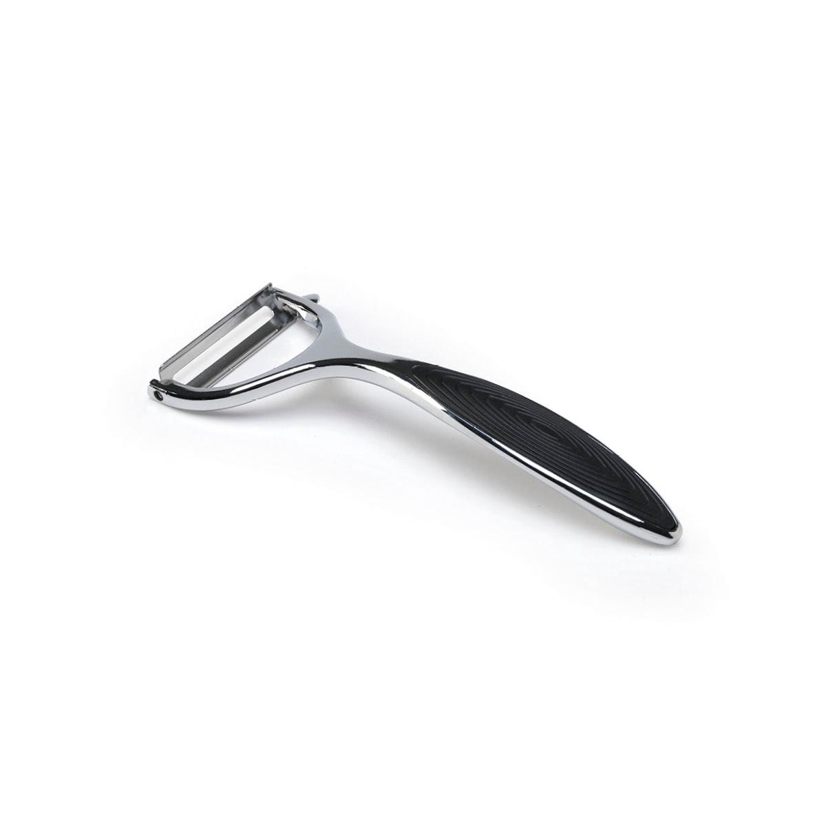 Y-Peeler with soft touch in stainless steel - grey/black