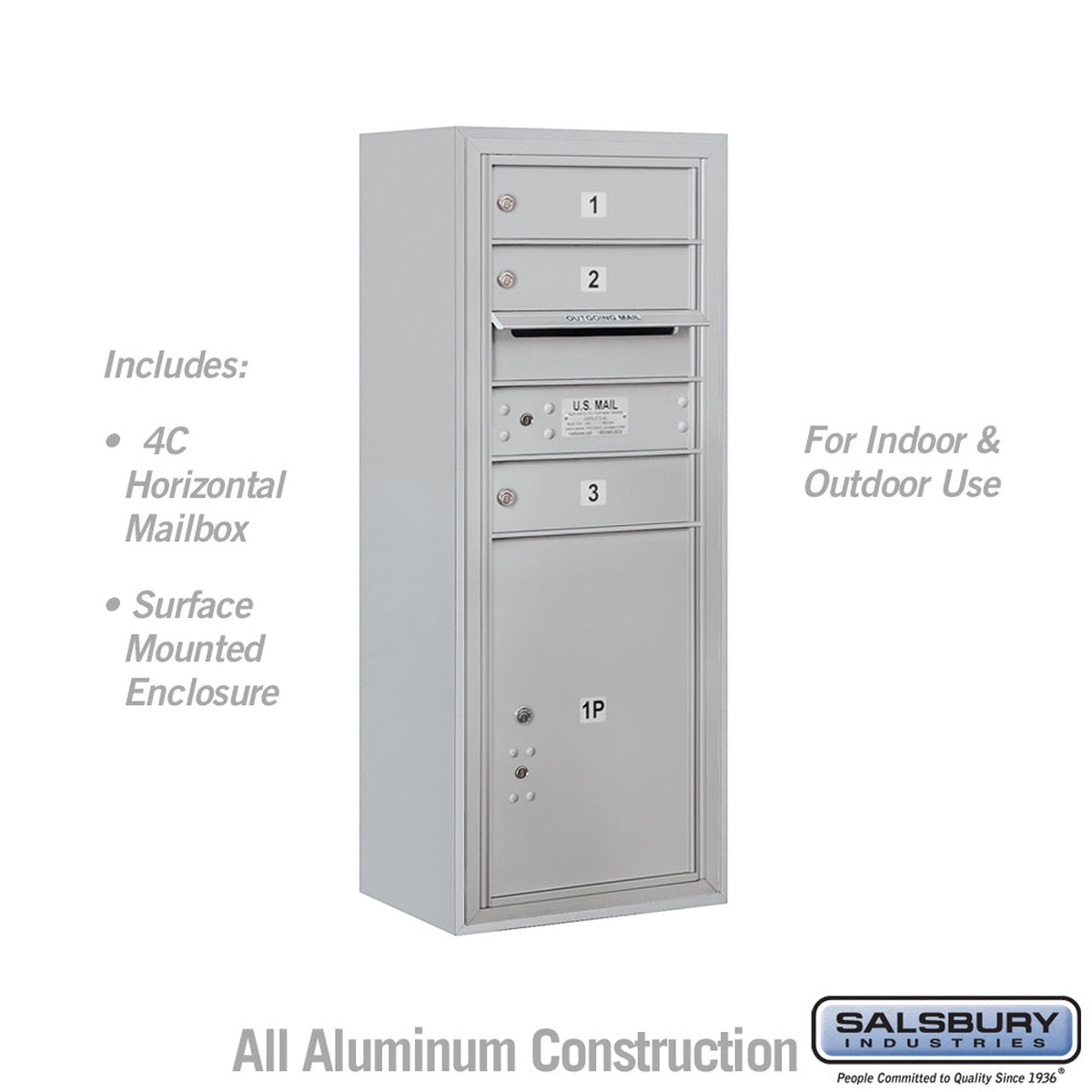 10-Door Surface Mounted 4C Horizontal Mailbox with Parcel Locker