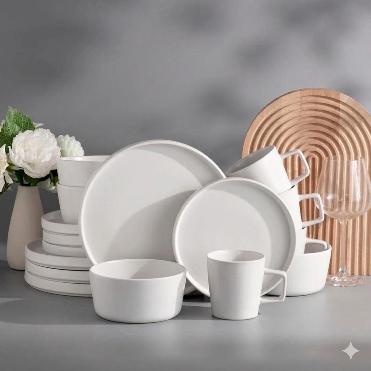 16 Piece White Porcelain Dinnerware Set