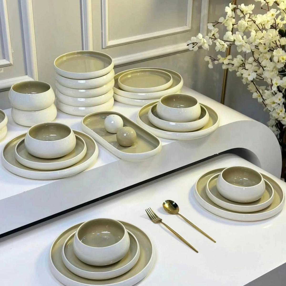 27 Pcs Double Glaze Porcelain Dinner Set