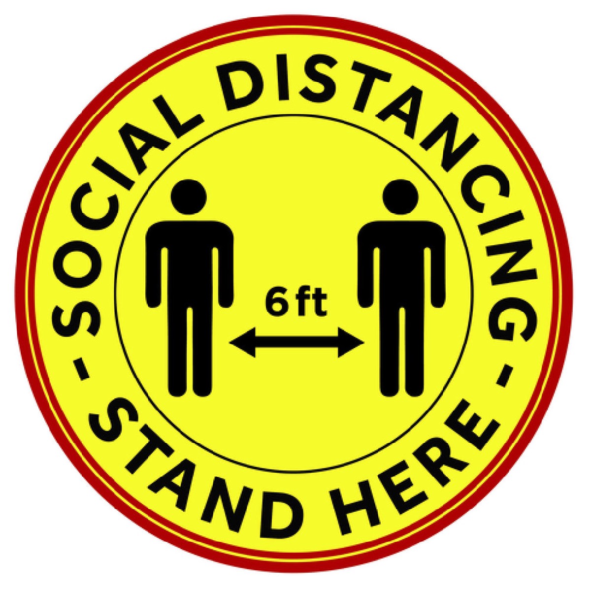 Winco PFD-12Y 12 Inch Diameter Round Social Distancing Decal Anti-slip 10 Packs
