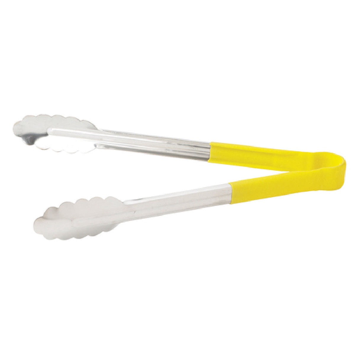 Winco UT-12HP-Y 12 Inch Utility Tongs for Cold Food Service Yellow Plastic Handle