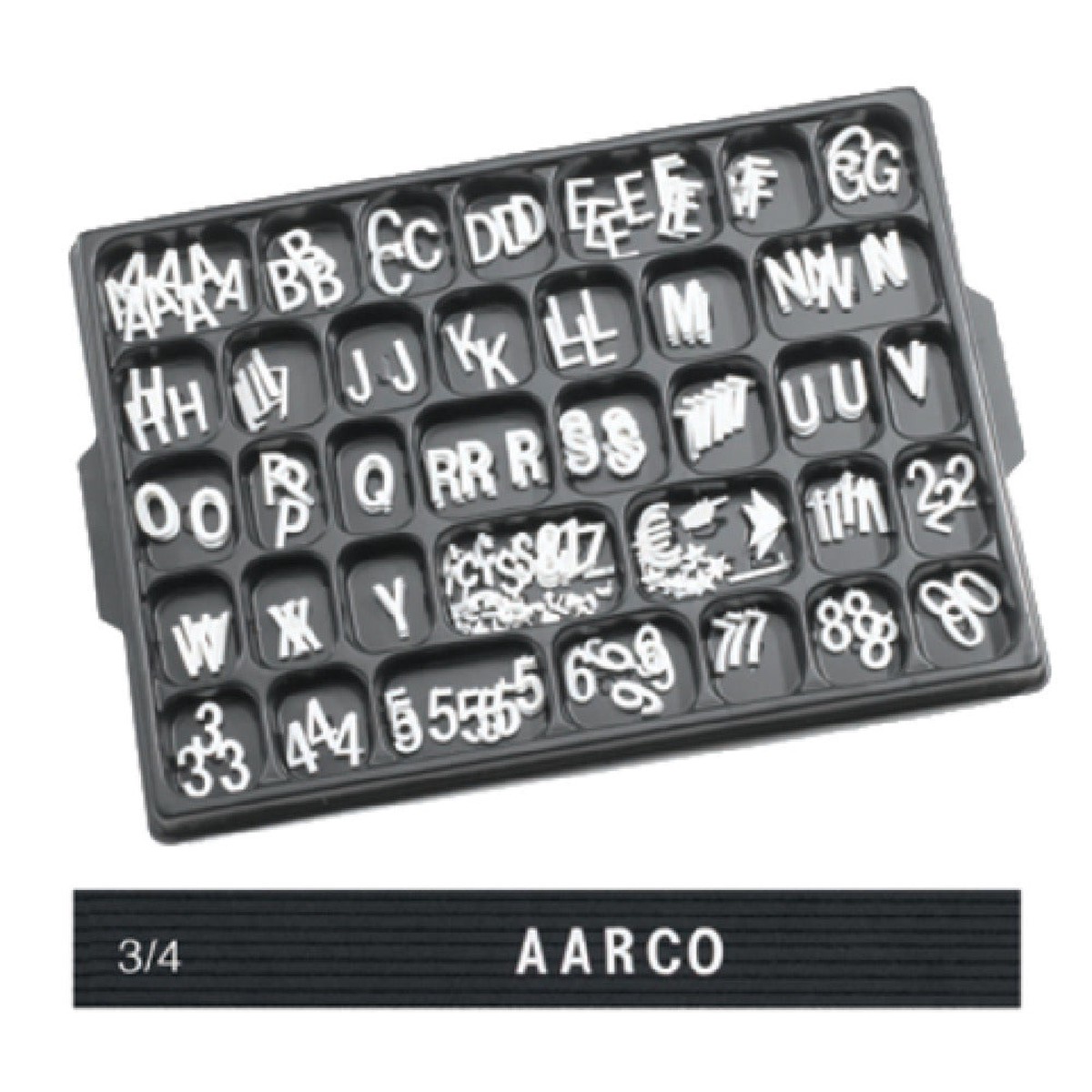 Aarco HFD.75 3/4 Inch Letter Set Helvetica Typeface Injection Molded White