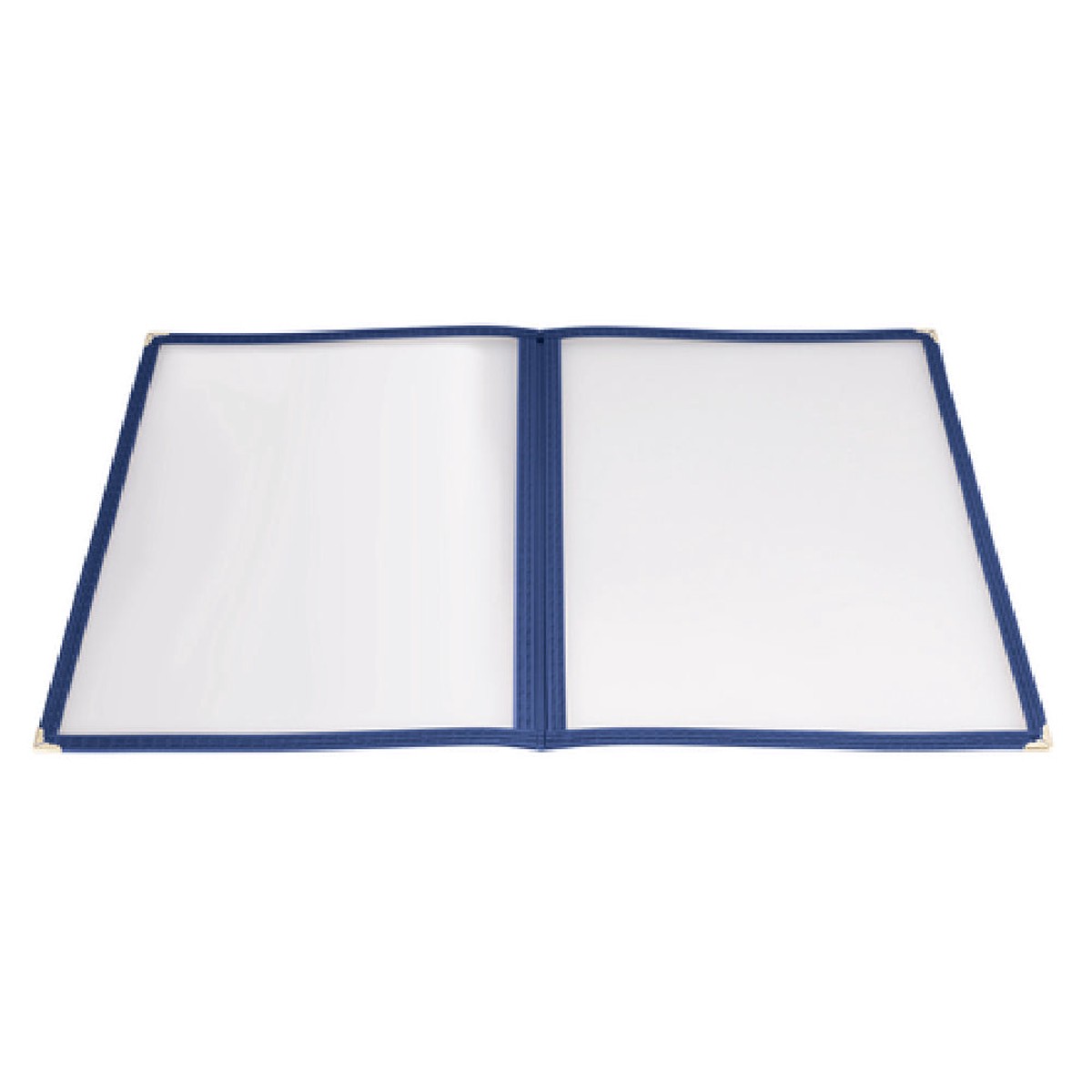 Winco PMCD-9B 9-3/8 Inch Blue Double Fold Menu Cover Plastic with Double Stitched Edging