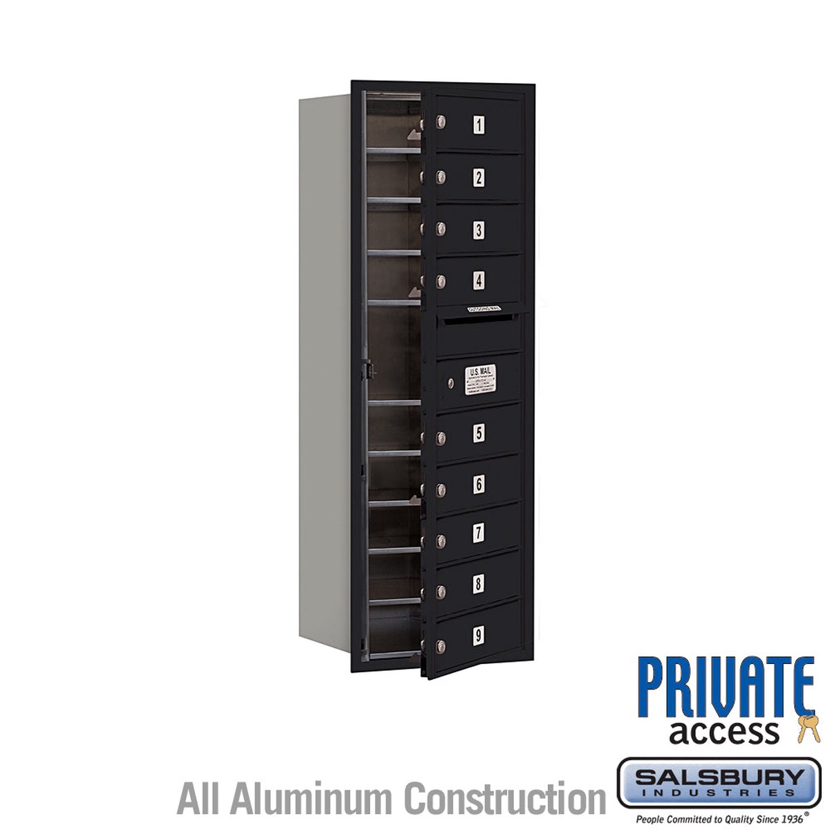 11 Door High Recessed Mounted 4C Horizontal Mailbox with Private Access - Front Loading