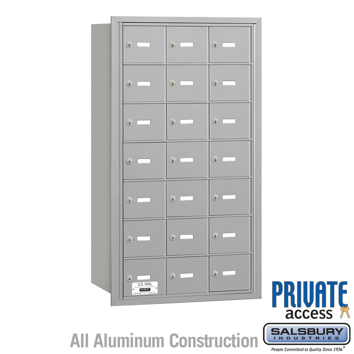 4B+ Horizontal Mailbox with 21 A Doors, Rear Loading, Private Access