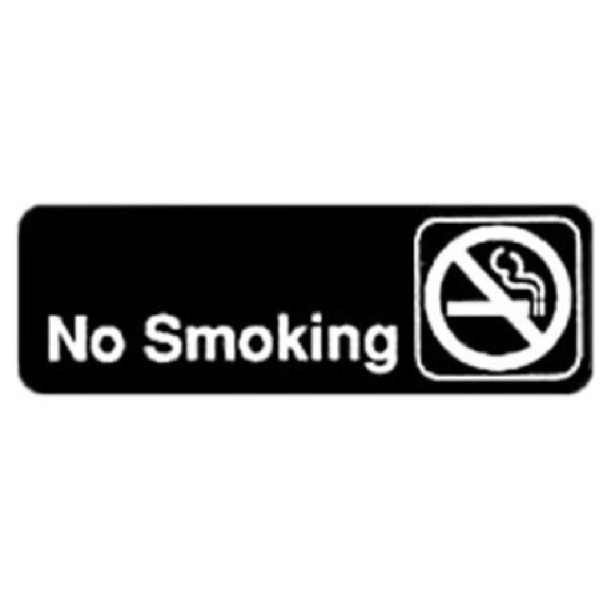 Winco SGN-310 9 Inch Compliance Sign No Smoking White Imprint on Black