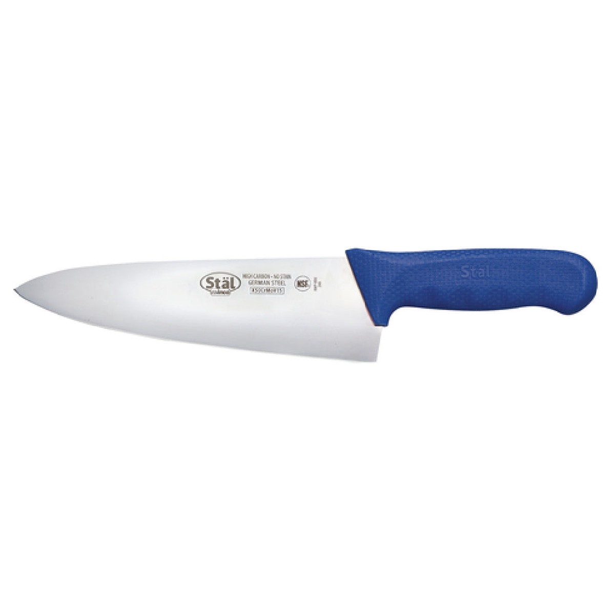 Winco KWP-80U 8 Inch Blade Stamped Chef Knife High Carbon Blue Polypropylene Handle
