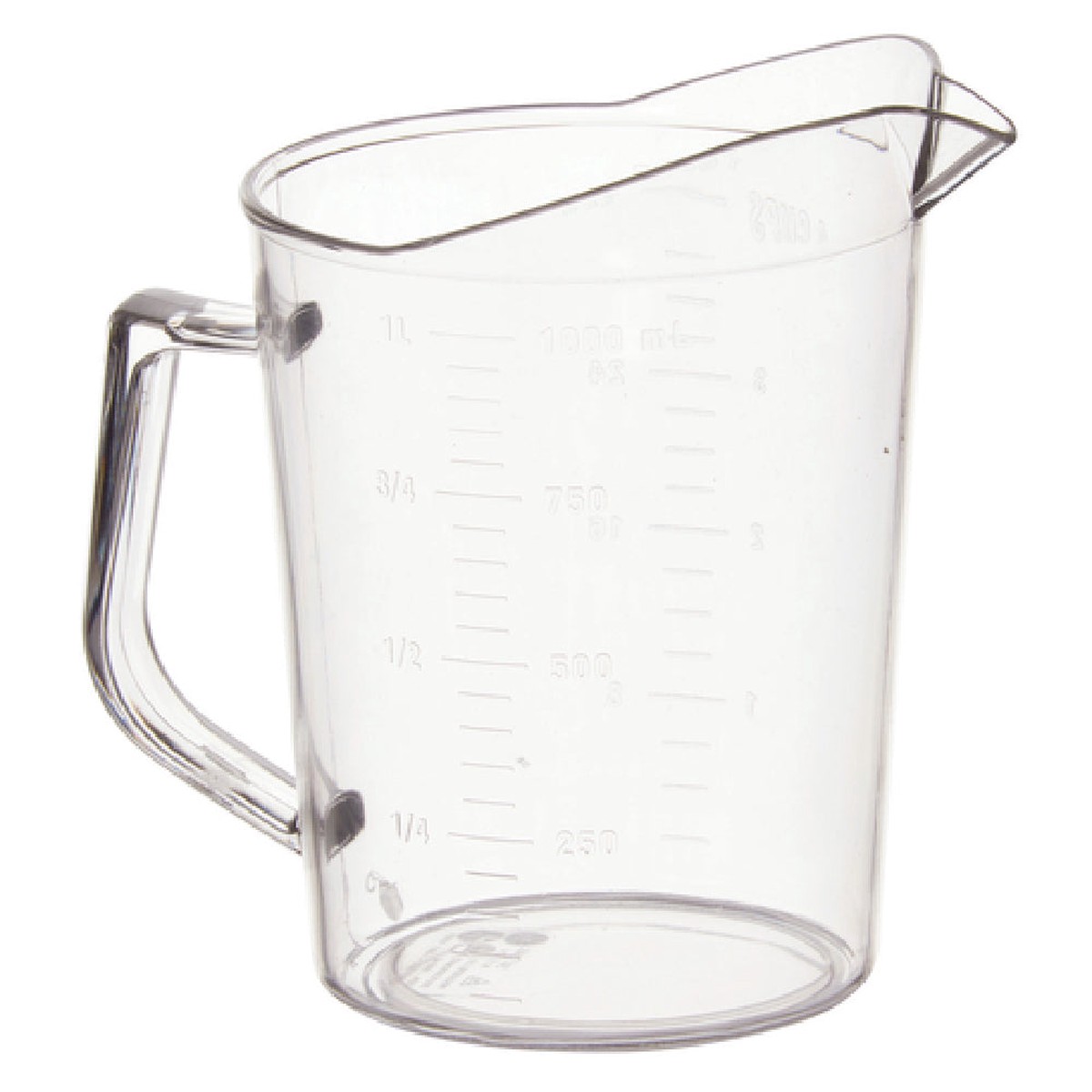 Winco PMU-100 1 Quart Clear Polycarbonate Measuring Cup with Raised Graduation