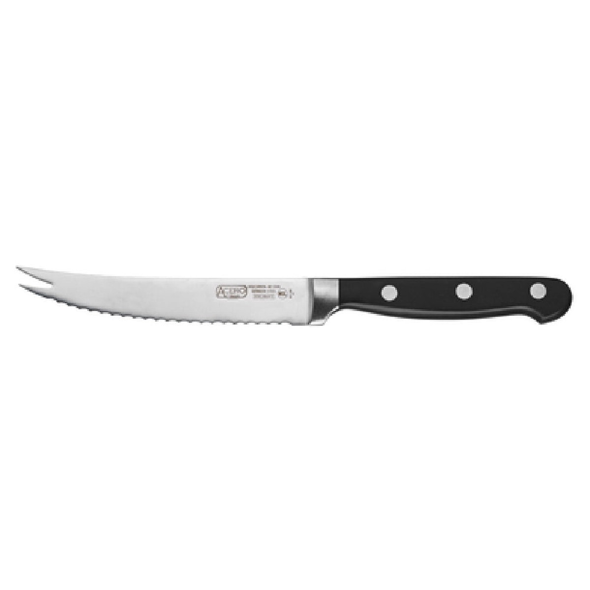 Winco KFP-51 5 Inch Blade Acero Tomato Knife Forged Plastic Handle Black