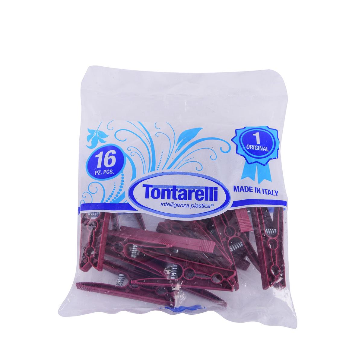16Pcs Plastic Clothes Pegs - Red