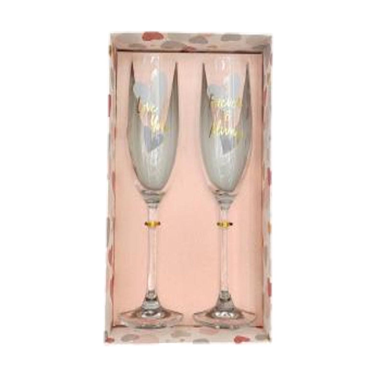 2Pc Love You Foreveralways Celebration Glass 300Ml - Clear