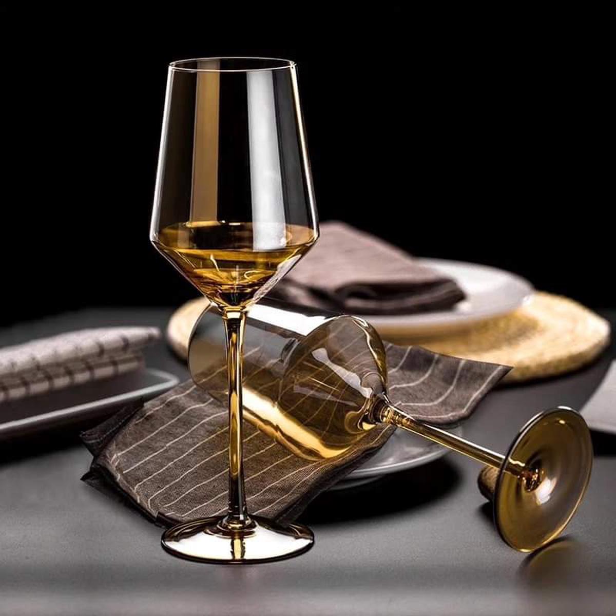 6pc Gold Wine Glass