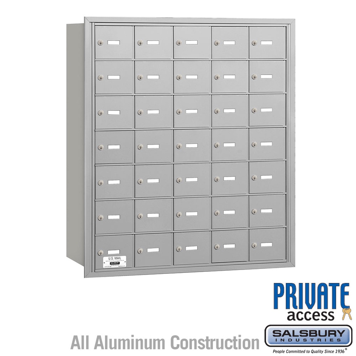 4B+ Horizontal Mailbox with 35 A Doors, Rear Loading, Private Access