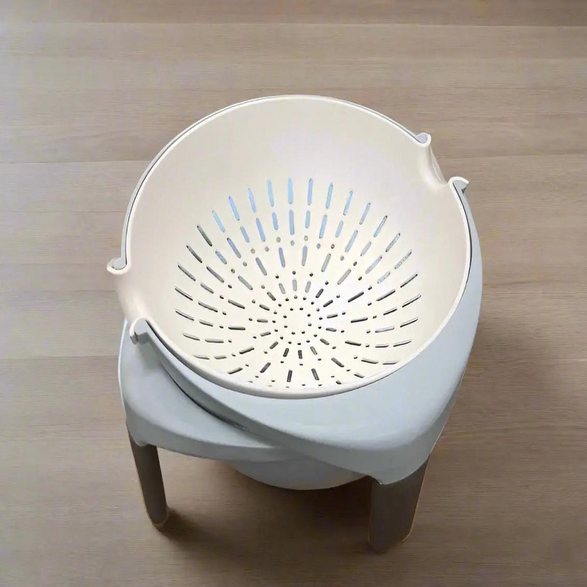 2-in-1 Rotating Drain Basket or Double-Layer Colander Bowl Set