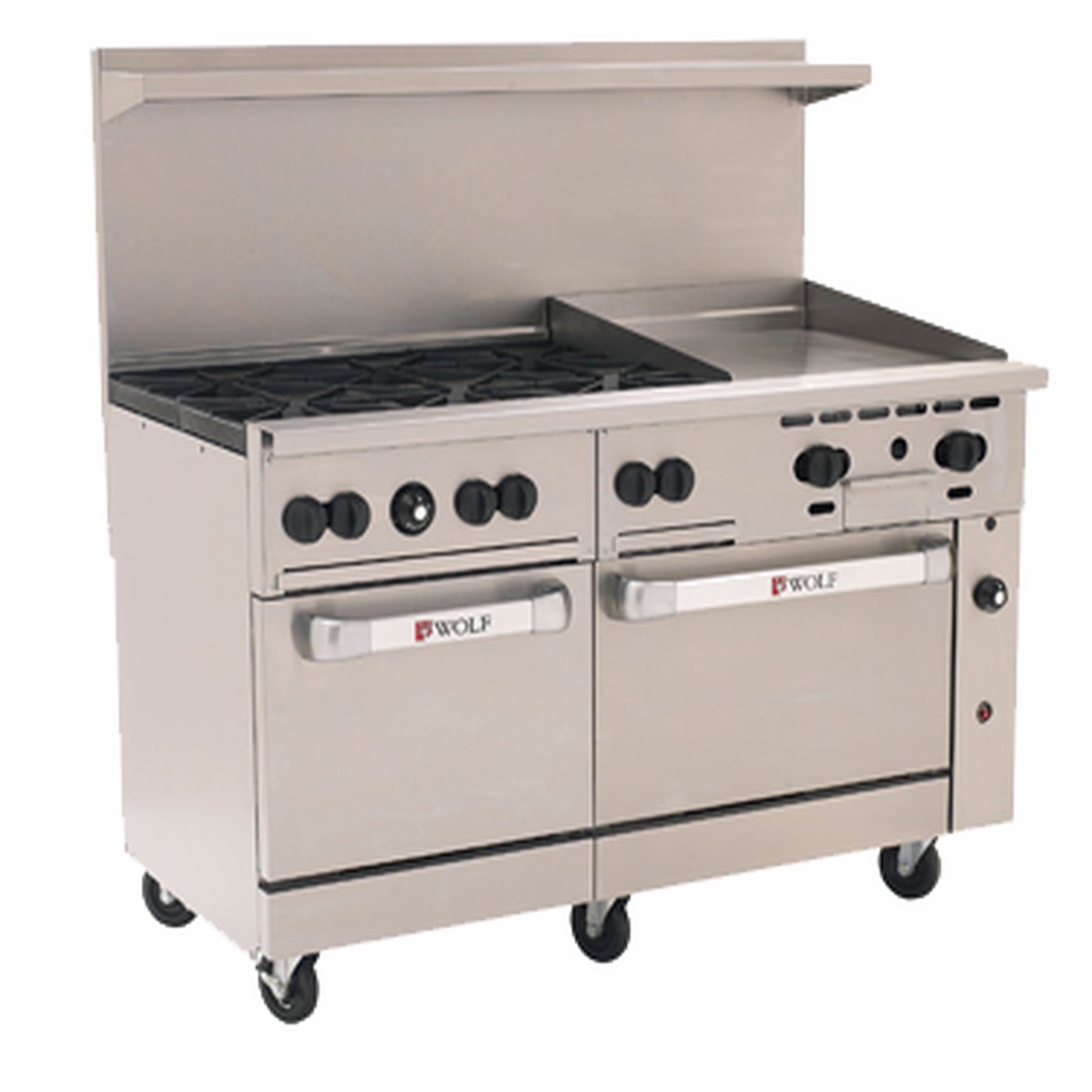 Wolf C60SS-6B24G Challenger XL Restaurant Range, 60", gas, (6) 30,000 BTU burners, 24" manual griddle, 3/4" thick, 268,000 BTU, NSF