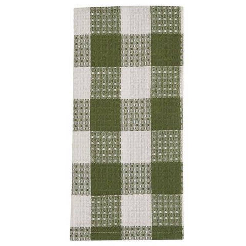 WICKLOW CHECK WAFFLE DISHTOWEL - SAGE