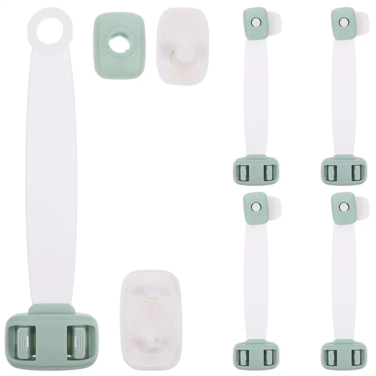 5 Pack Babyproof Cabinet Locks With Double Press Buckles For Cabinets Drawers And Refrigerator Doors Easy Install Durable ABS Material Firm Grip Keeps Curious Toddlers Out And Safe On Furn
