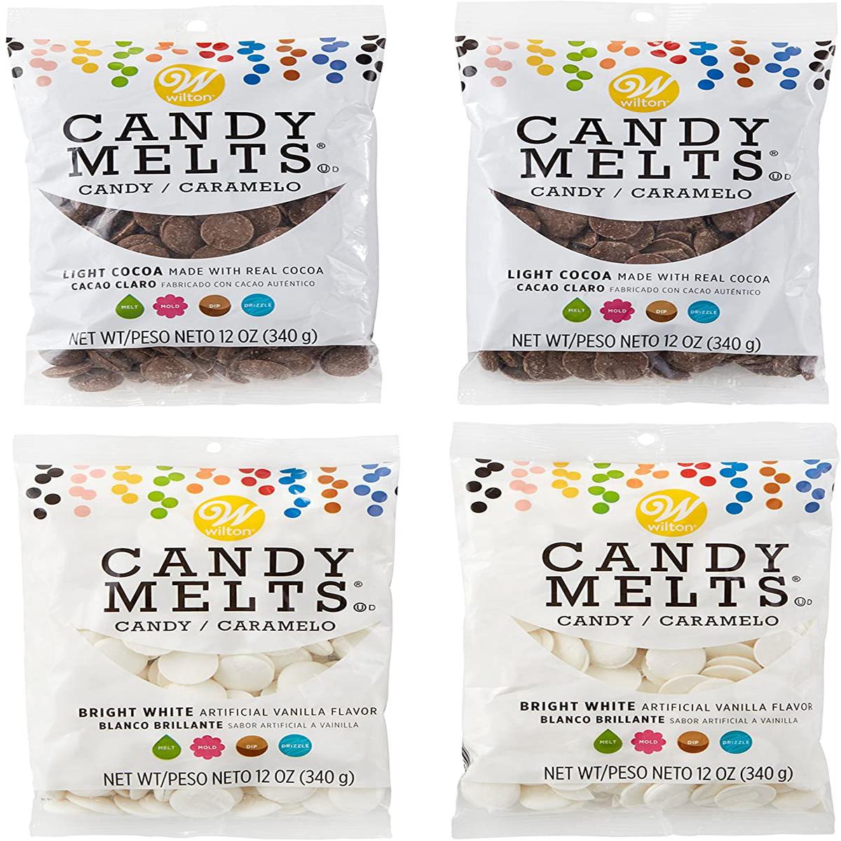 Wilton Light Cocoa and Bright White Candy Melts Candy Set, Vanilla & Chocolate Candy Melts - Assorted | Assorted | Light Cocoa Bright White