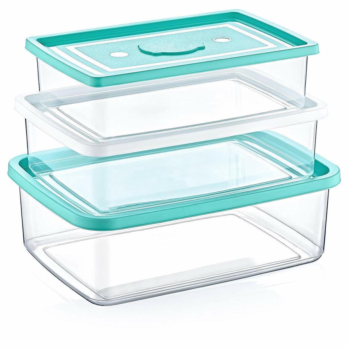 3 Pieces Rectangular Storage Containers, 750/1000/1500 ml, Made in Turkey